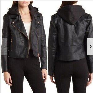 Blank NYC Leather Jacket Removeable Hood - NWOT Size M